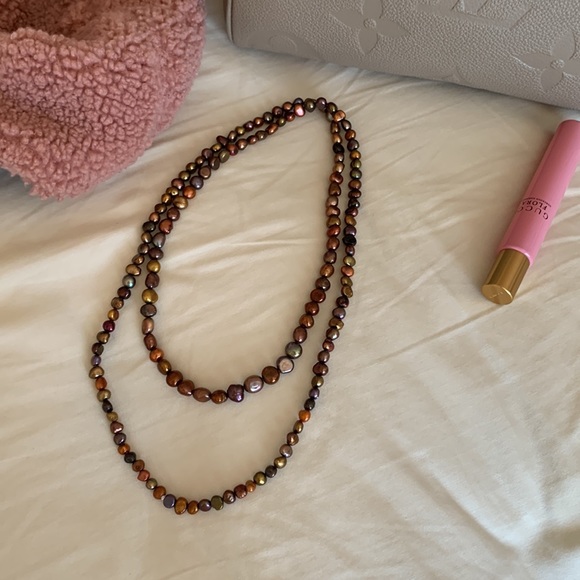 Hand Crafted Jewelry - Authentic fresh water pearl necklace - caramel